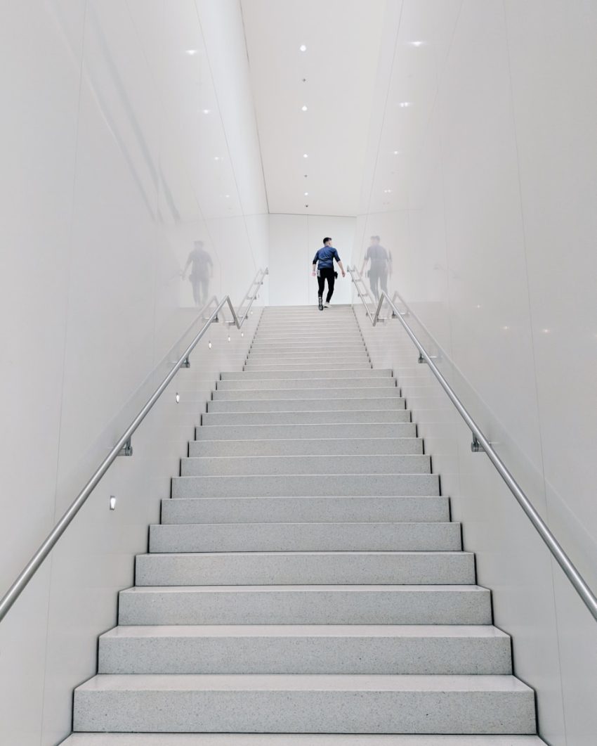 person climbing stairs